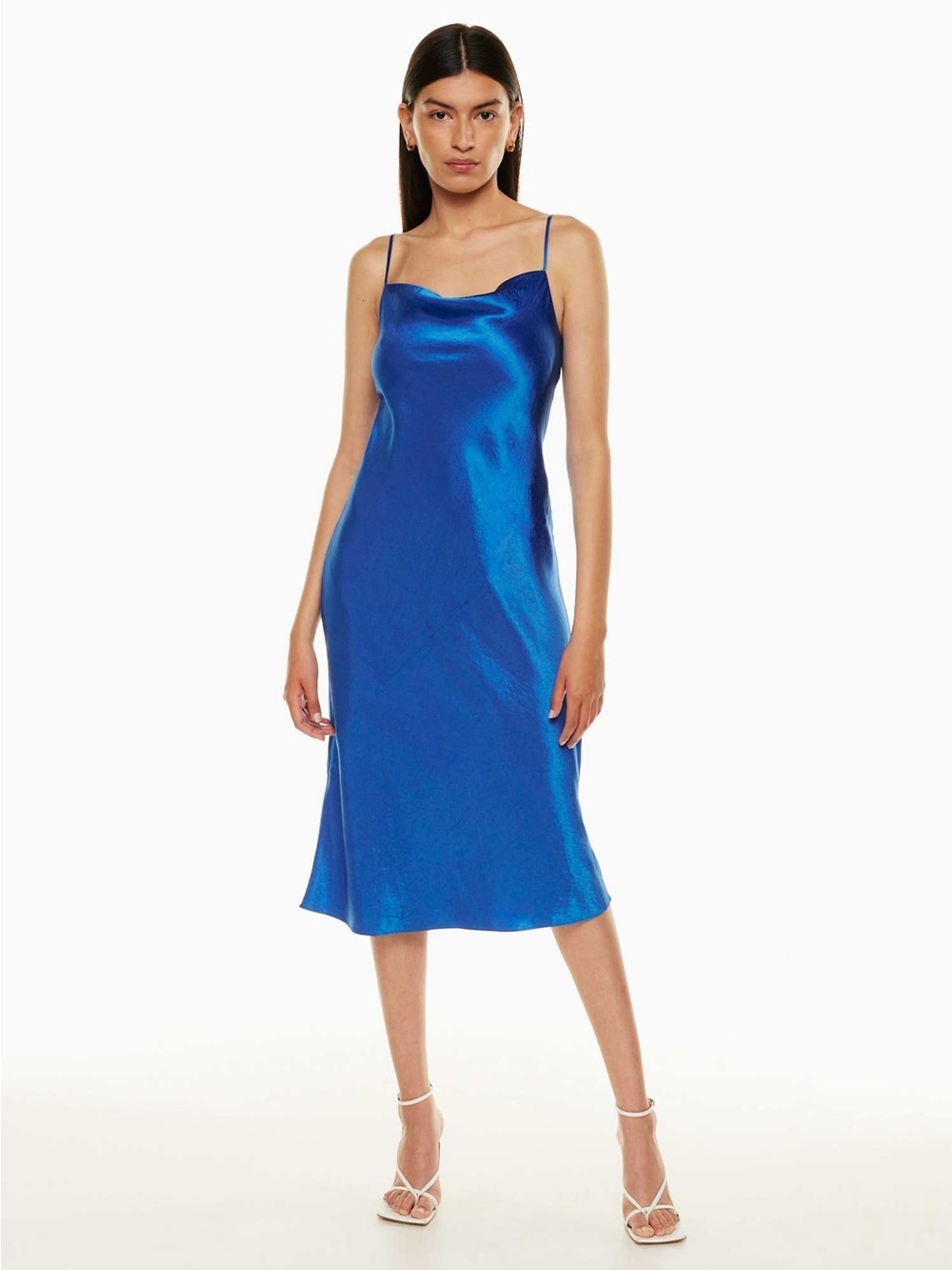 Babaton Model Satin Midi Dress Bright Sapphire Blue XL
